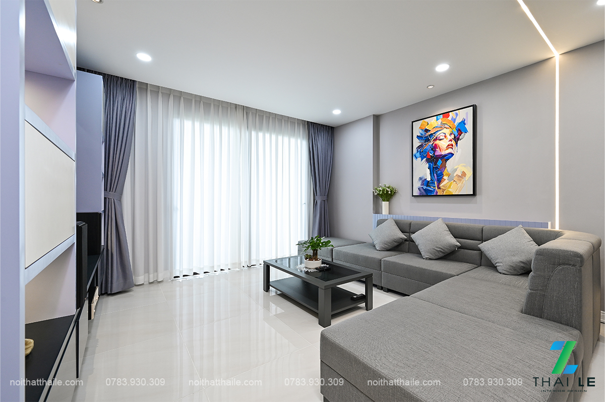 Thi công nội thất phòng khách căn hộ Hà Đô Centrosa - Block O1